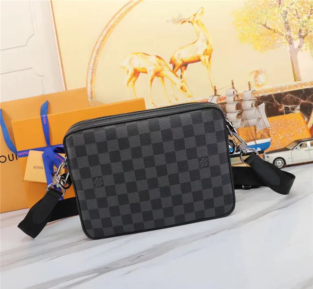 Louis Vuitton Multi Pochette Accessoires Black Gray Damier Graphite Checkered Canvas Zip-Top Closure Crossbody Bag 5