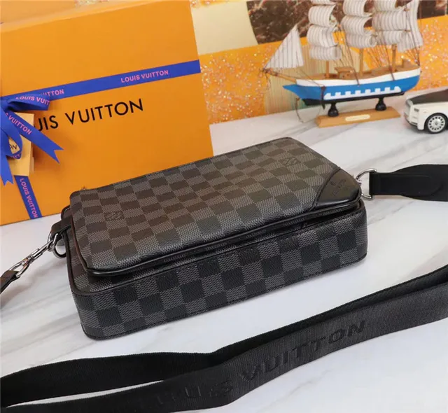 Louis Vuitton Multi Pochette Accessoires Black Gray Damier Graphite Checkered Canvas Zip-Top Closure Crossbody Bag 6