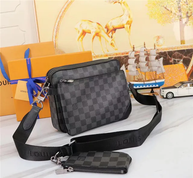 Louis Vuitton Multi Pochette Accessoires Black Gray Damier Graphite Checkered Canvas Zip-Top Closure Crossbody Bag 8