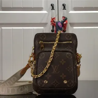 Louis Vuitton Multi Pochette Accessoires Brown Gold Monogram Canvas Chain Strap Messenger Bag