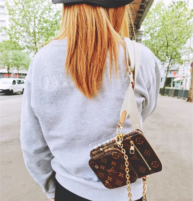 Louis Vuitton Multi Pochette Accessoires Brown Gold Monogram Canvas Chain Strap Messenger Bag 5