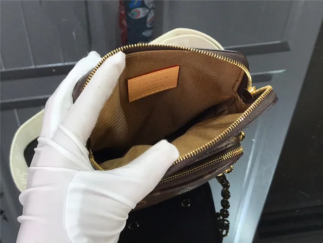 Louis Vuitton Multi Pochette Accessoires Brown Gold Monogram Canvas Chain Strap Messenger Bag 12