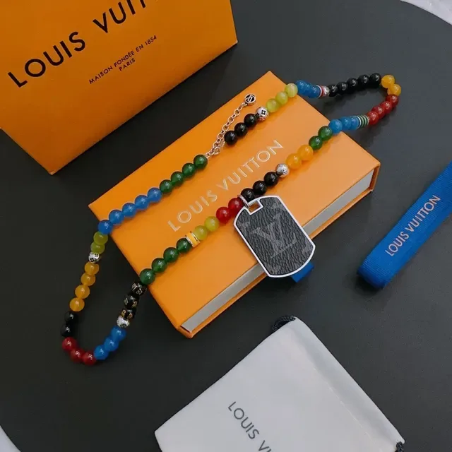 Louis Vuitton Multicolor Black Beaded Necklace 8