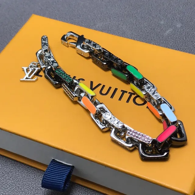 Louis Vuitton Multicolor Enamel and Crystal Chain Link Bracelet 2