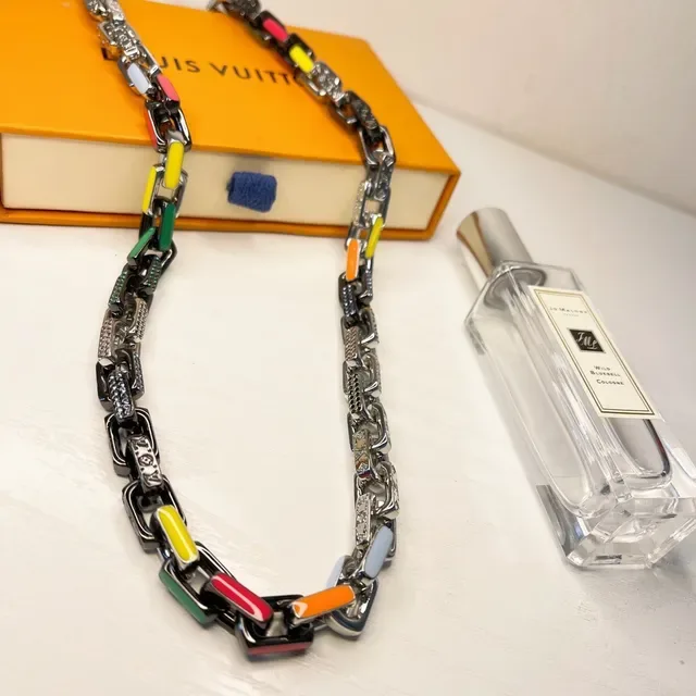Louis Vuitton Multicolor Enamel Link Chain Necklace 2