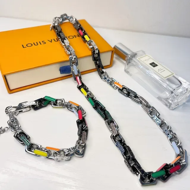 Louis Vuitton Multicolor Enamel Link Chain Necklace 3