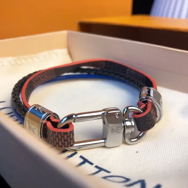 Louis Vuitton Multicolor Multi-Layer Braided Leather Monogram-Coated Segments Bracelet 1