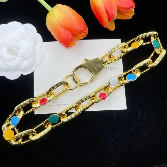 Louis Vuitton Multicolore Enamel Oval Link Bracelet 7