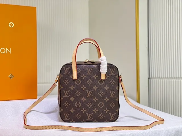 Louis Vuitton Nano Speedy Sac Carré Structuré Toile Monogram Brun Beige 2