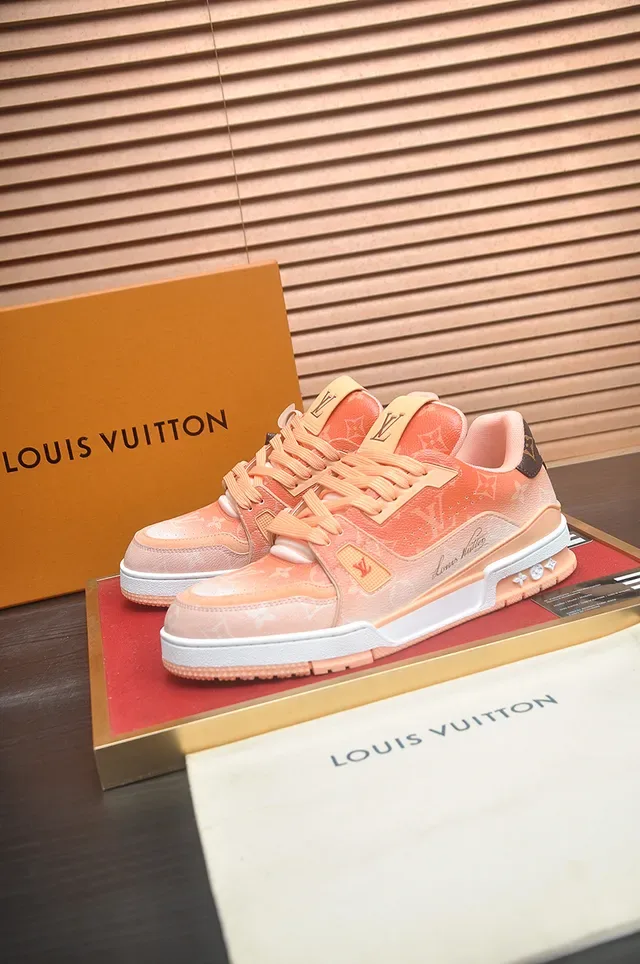 Louis Vuitton Orange White Layered Monogram Upper Sculpted Midsole Lifestyle Sneakers 4