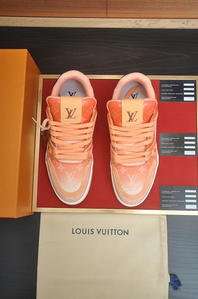 Louis Vuitton Orange White Layered Monogram Upper Sculpted Midsole Lifestyle Sneakers 5