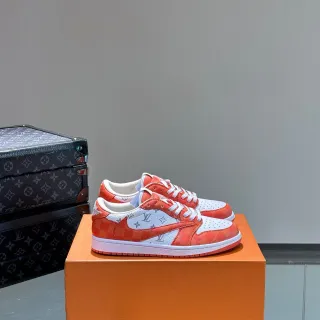 Louis Vuitton Orange White Low-Top Monogrammed Lifestyle Sneakers
