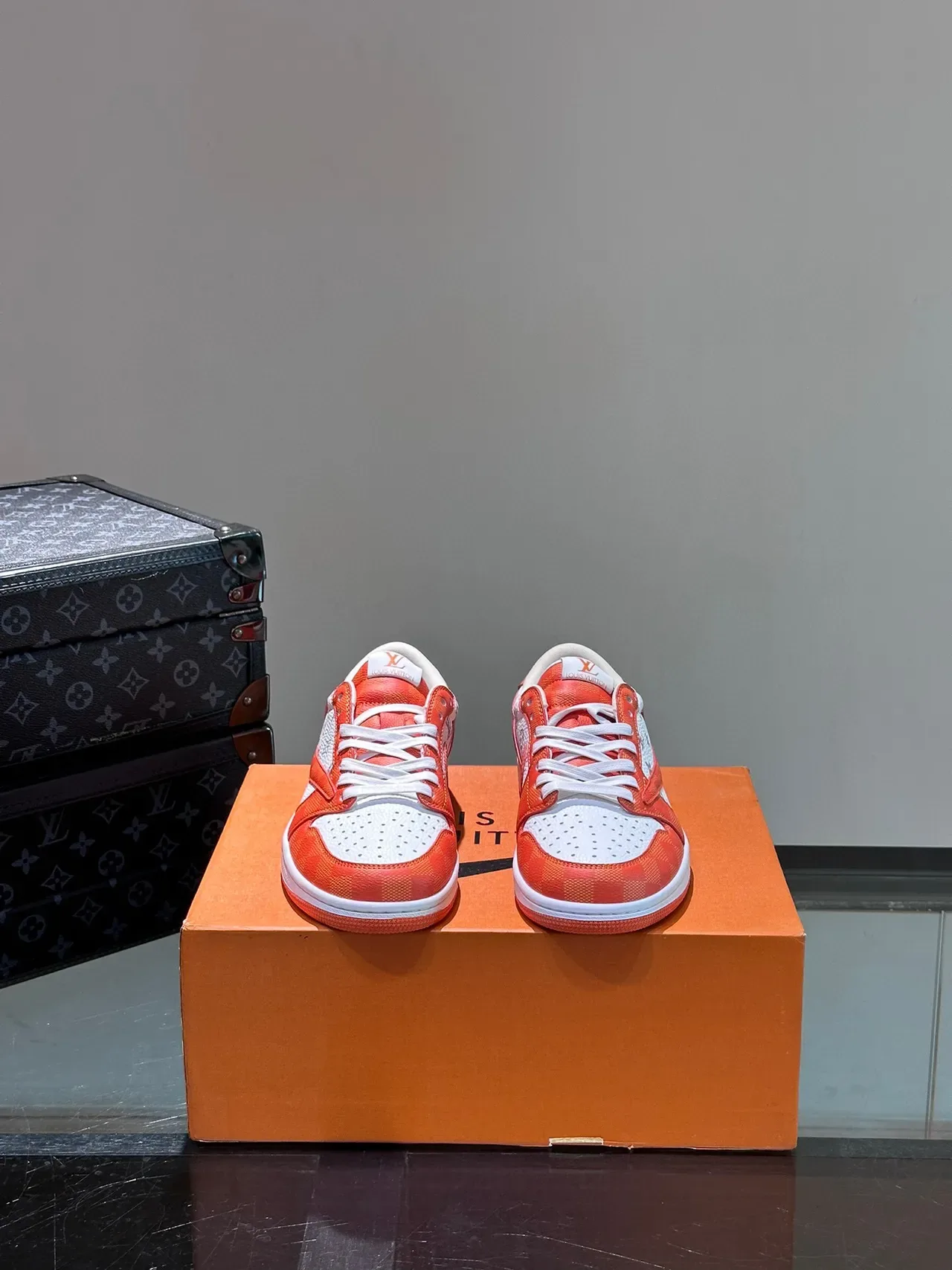 Louis Vuitton Orange White Low-Top Monogrammed Lifestyle Sneakers 2