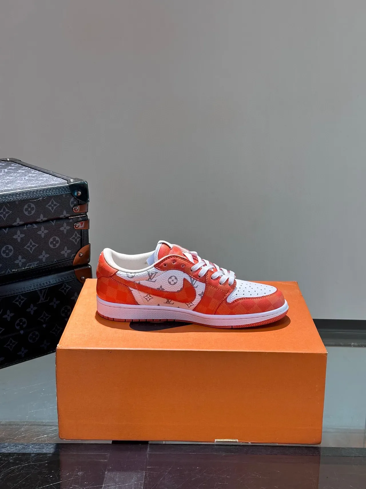 Louis Vuitton Orange White Low-Top Monogrammed Lifestyle Sneakers 6