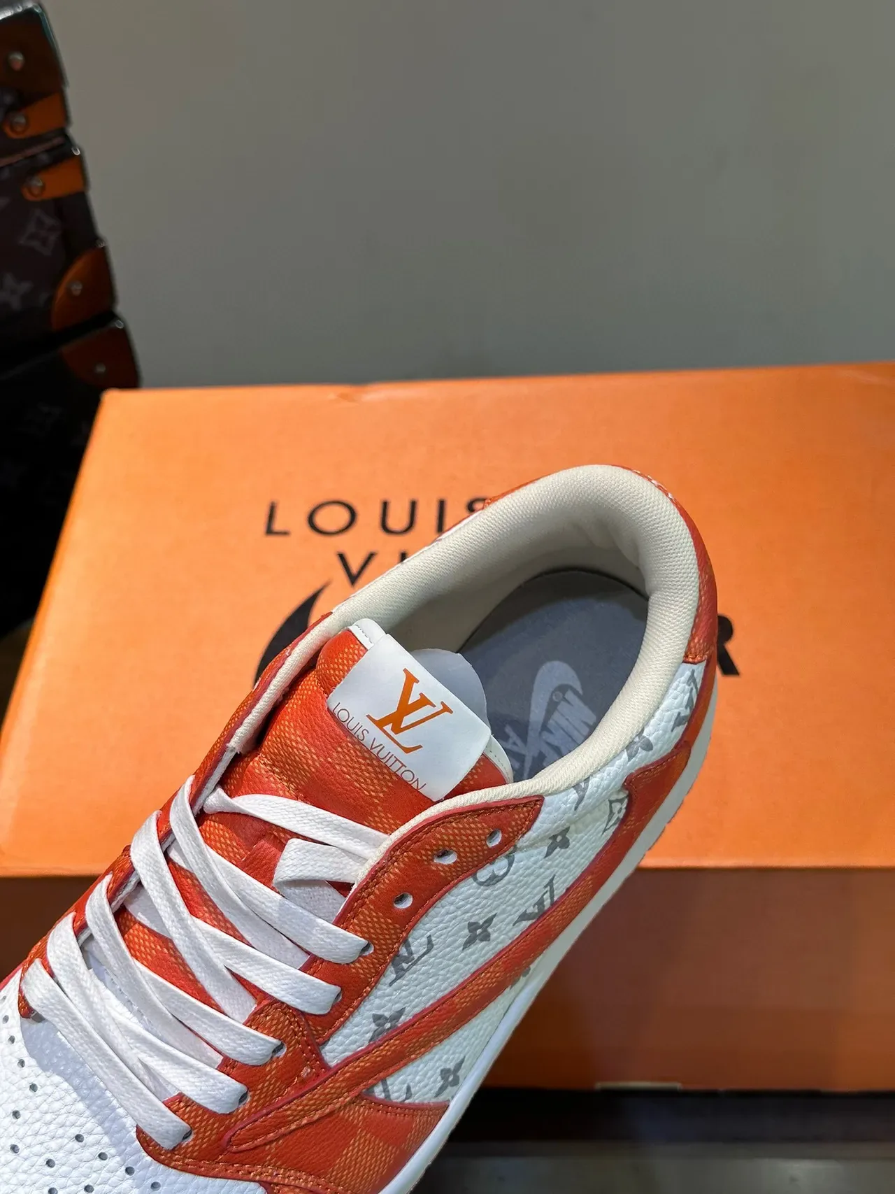 Louis Vuitton Orange White Low-Top Monogrammed Lifestyle Sneakers 7