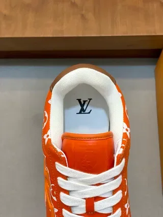 Louis Vuitton Orange White Monogram-Printed Low-Top Lifestyle Sneakers 7
