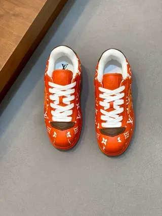 Louis Vuitton Orange White Monogram-Printed Low-Top Lifestyle Sneakers 8