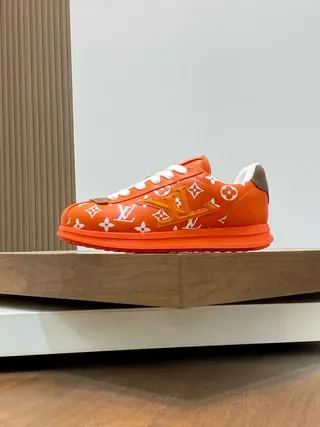Louis Vuitton Orange White Monogram-Printed Low-Top Lifestyle Sneakers 9