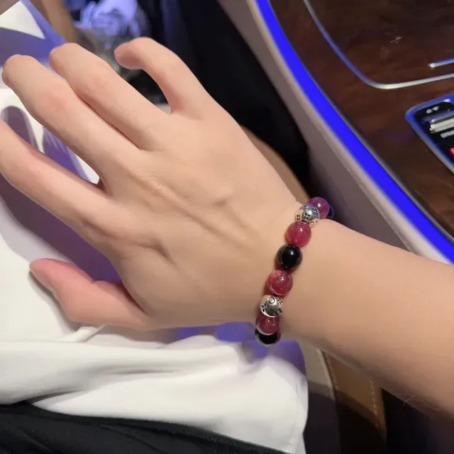Louis Vuitton Pink Black Beaded Monogram-Charm Bracelet 2