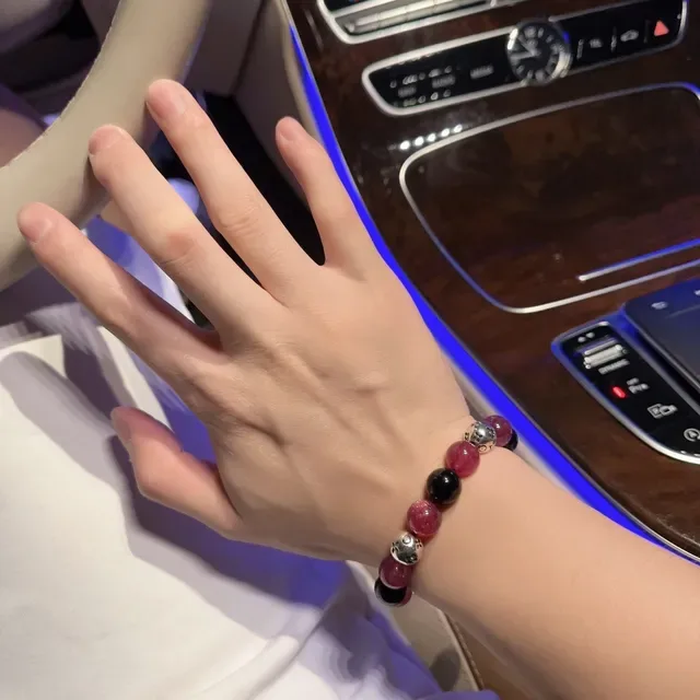 Louis Vuitton Pink Black Beaded Monogram-Charm Bracelet 4