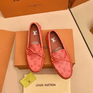 Louis Vuitton पिंक ब्राउन मोनोग्राम चमड़े की गुँथी हुई धनुष डिटेल लोफर
