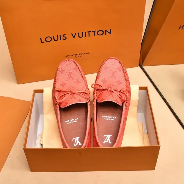Louis Vuitton Pink Brown Monogrammed Leather Knotted Bow Detail Loafer 9