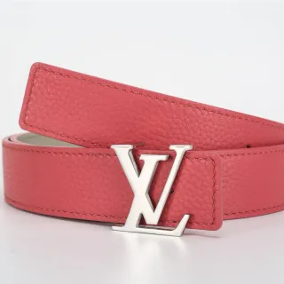 Louis Vuitton Pink Silver Pebbled Monogram Buckle Leather Belt