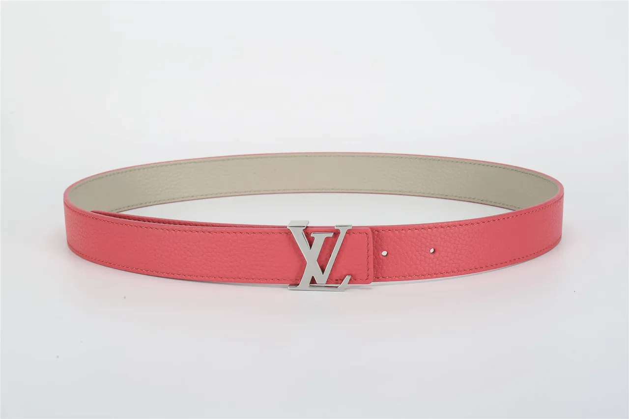Louis Vuitton Pink Silver Pebbled Monogram Buckle Leather Belt 7