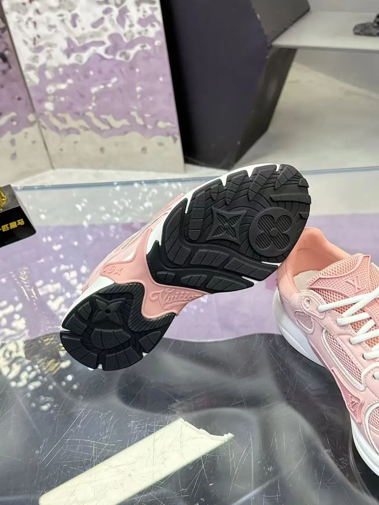 Louis Vuitton Pink White Chunky Platform Sole Mesh And Synthetic Overlay Construction Lifestyle Sneakers 2