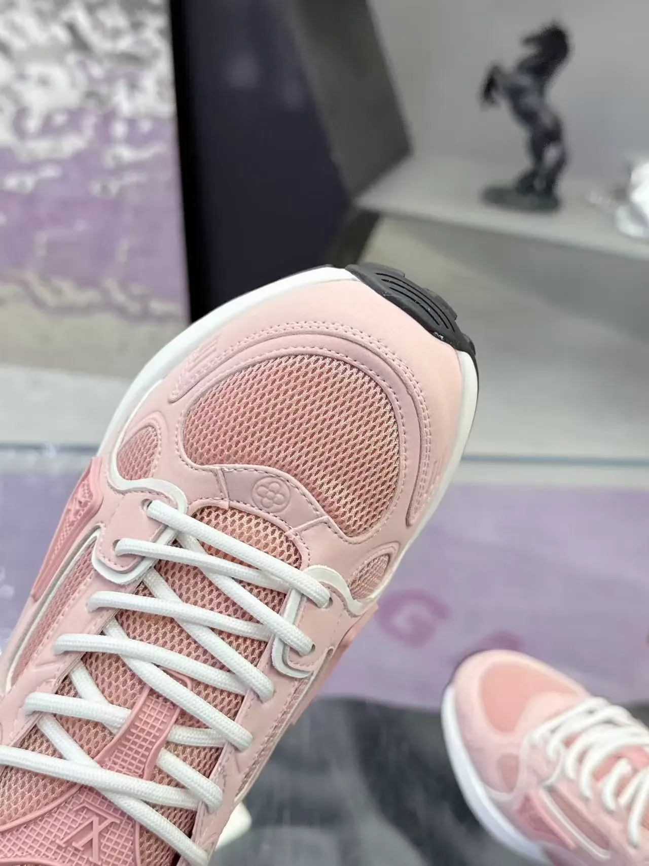 Louis Vuitton Pink White Chunky Platform Sole Mesh And Synthetic Overlay Construction Lifestyle Sneakers 4
