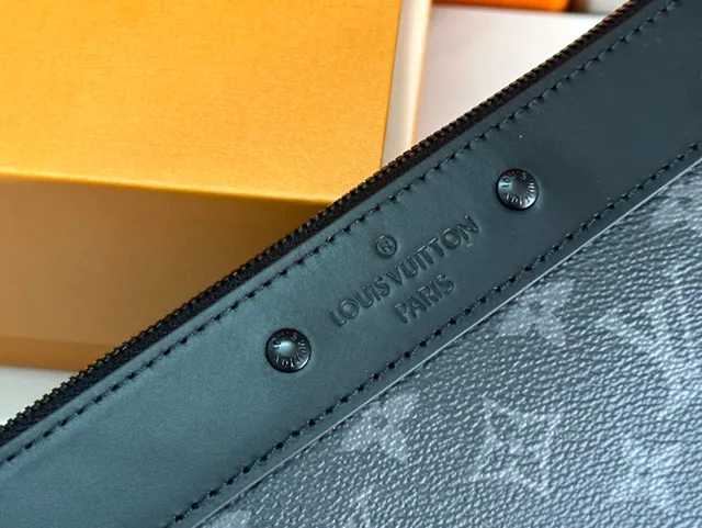 Louis Vuitton Pochette Accessoires Black Gray Monogram-Printed Canvas Envelope Clutch 5