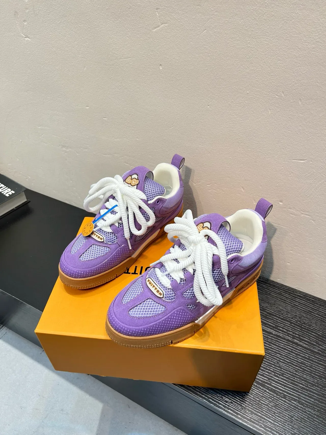 Louis Vuitton Purple White Layered Suede And Mesh Upper Rope-Style Laces Lifestyle Sneakers 3