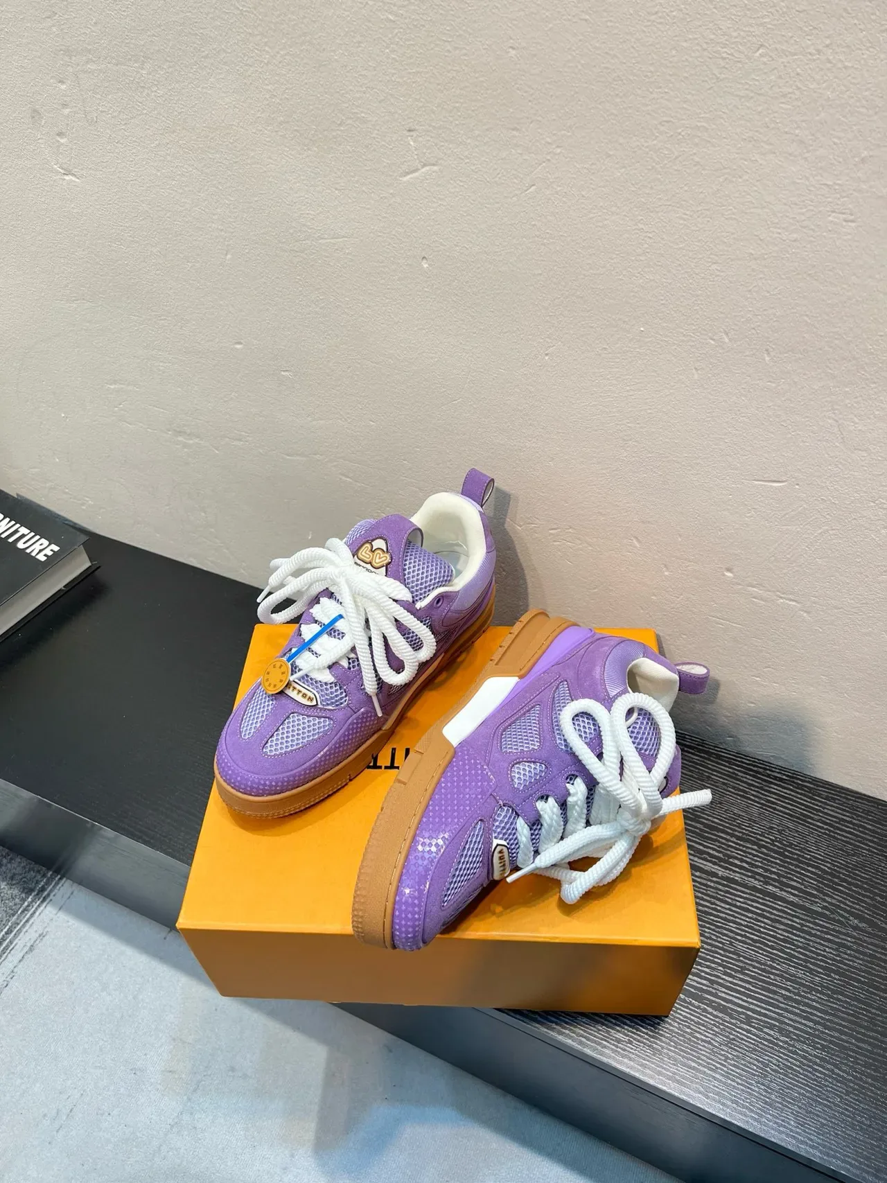 Louis Vuitton Purple White Layered Suede And Mesh Upper Rope-Style Laces Lifestyle Sneakers 4