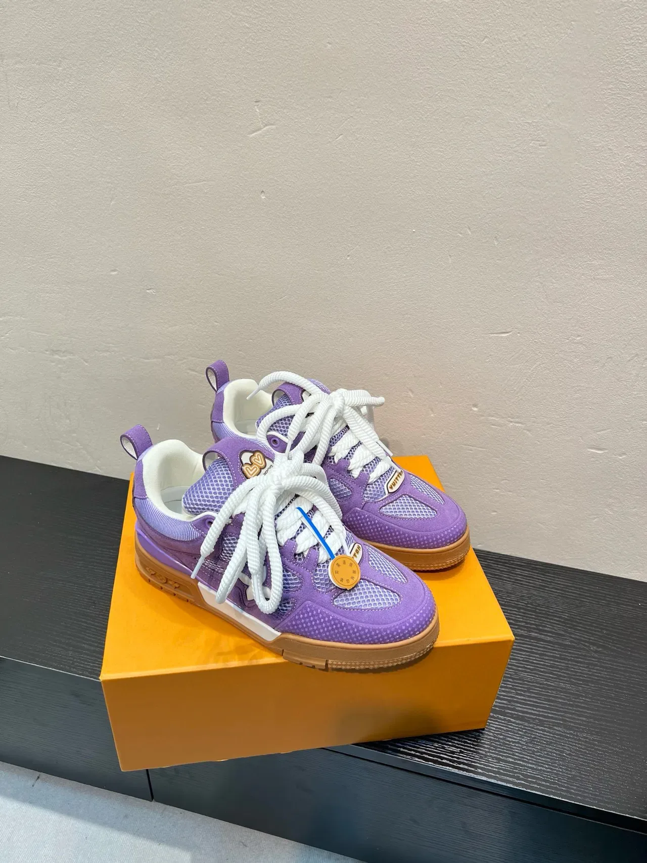 Louis Vuitton Purple White Layered Suede And Mesh Upper Rope-Style Laces Lifestyle Sneakers 5