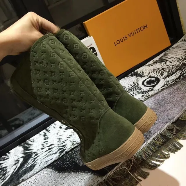 Louis Vuitton Quilted Monogram Shearling-Lined Knee Boots 2