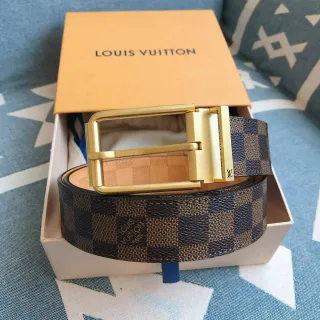Louis Vuitton Reversible Belt Brown Gold Damier Graphite Canvas Buckle Leather Belt