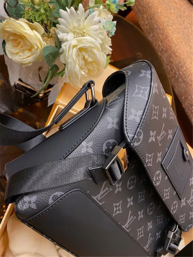 Louis Vuitton Run Away cinza preto Monogram lona revestida fechamento flap-top bolsa mensageiro 6