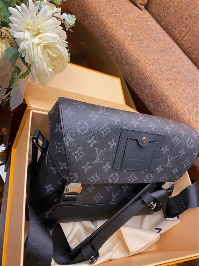 Louis Vuitton Run Away cinza preto Monogram lona revestida fechamento flap-top bolsa mensageiro 9