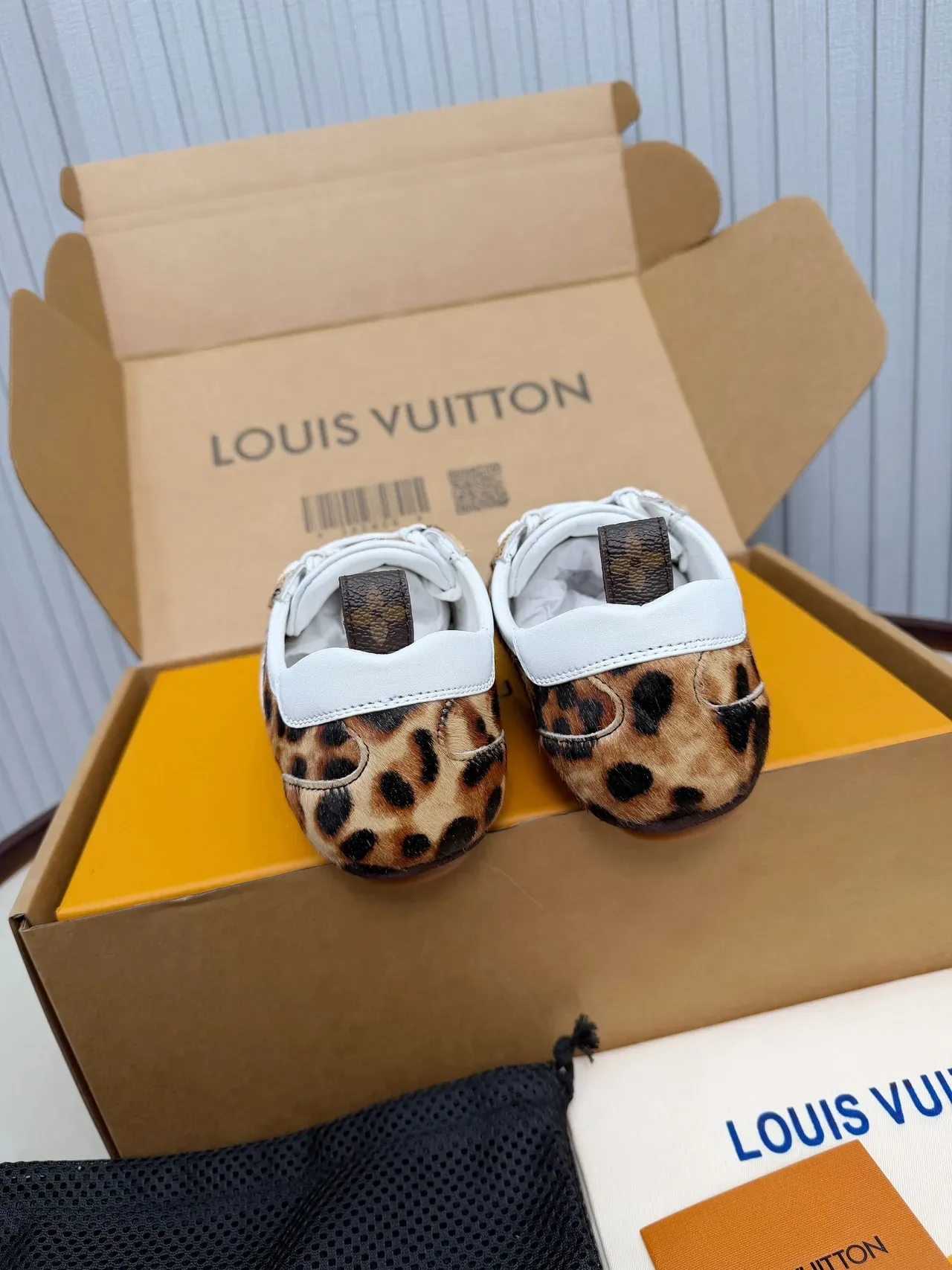 Louis Vuitton Run Away Leopard-Print Calf Hair and White Leather Lifestyle Sneakers 3
