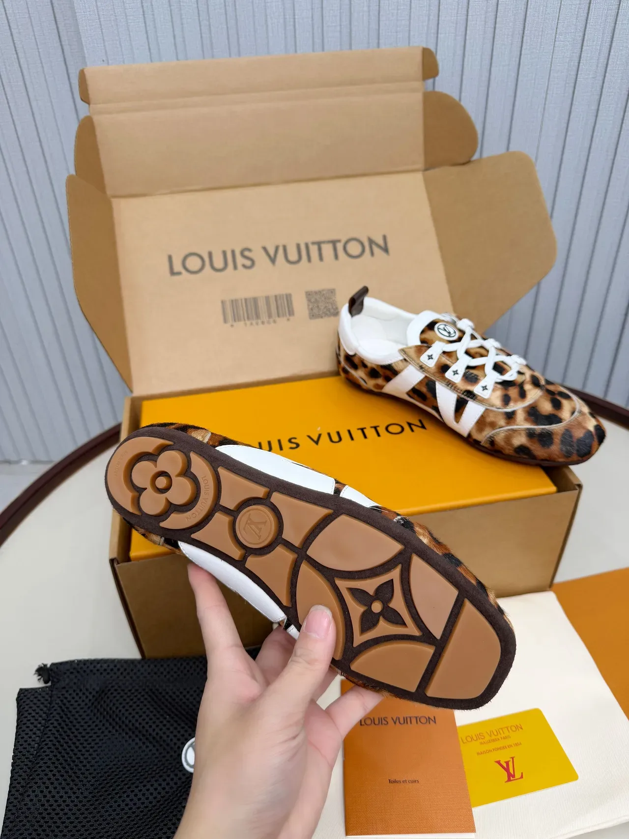 Louis Vuitton Run Away Leopard-Print Calf Hair and White Leather Lifestyle Sneakers 6