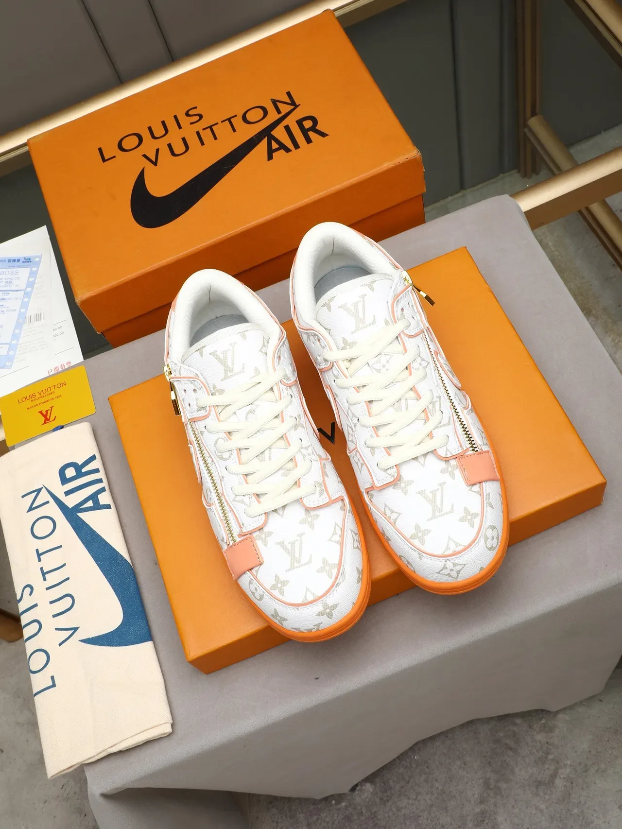 Louis Vuitton Run Away Monogram White Orange Lifestyle Sneakers 2