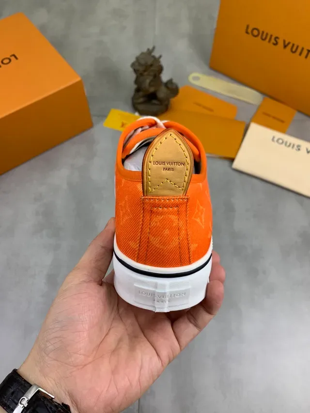 Louis Vuitton Run Away Orange White Monogram Canvas Rope Laces Lifestyle Sneakers 3