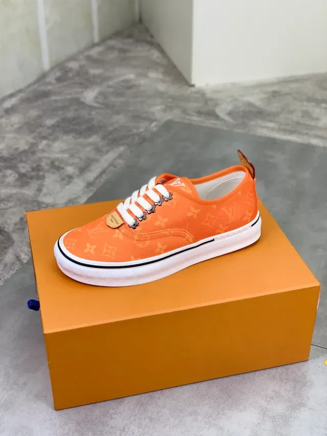 Louis Vuitton Run Away Orange White Monogram Canvas Rope Laces Lifestyle Sneakers 4