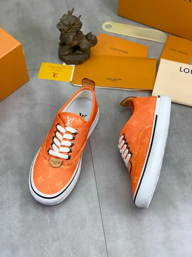 Louis Vuitton Run Away Orange White Monogram Canvas Rope Laces Lifestyle Sneakers 5