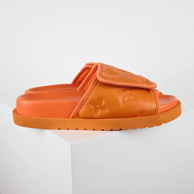 Louis Vuitton Run Away Slide Orange Quilted Monogram Slippers 3