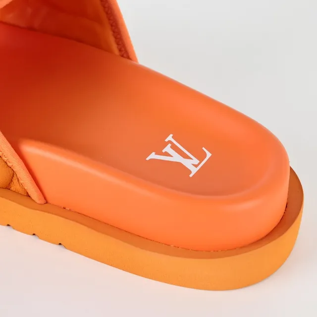 Louis Vuitton Run Away Slide Orange Quilted Monogram Slippers 4