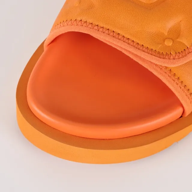 Louis Vuitton Run Away Slide Orange Quilted Monogram Slippers 5