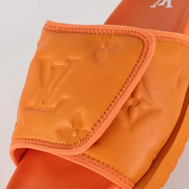Louis Vuitton Run Away Slide Orange Quilted Monogram Slippers 6