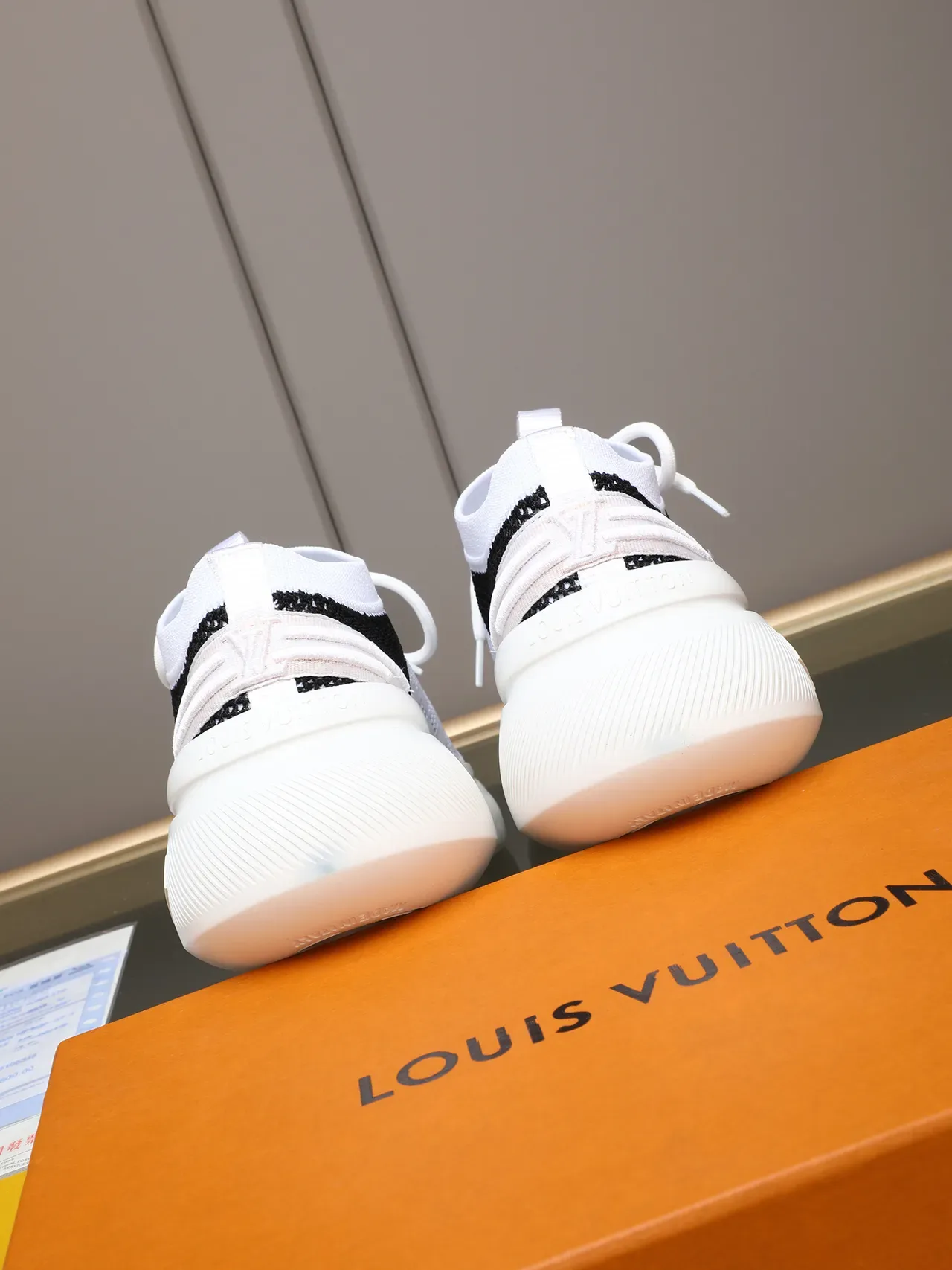 Louis Vuitton Run Away White and Black Knit Lifestyle Sneakers 3