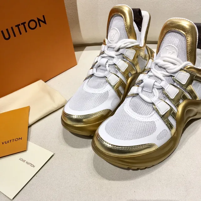 Louis Vuitton Run Away White and Gold Chunky Sneakers 3